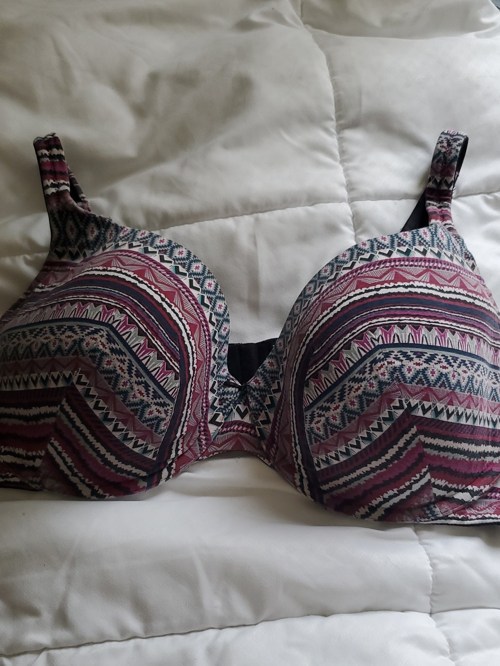 Cacique Pink Multi Ethnic Print Molded Cup Bra
